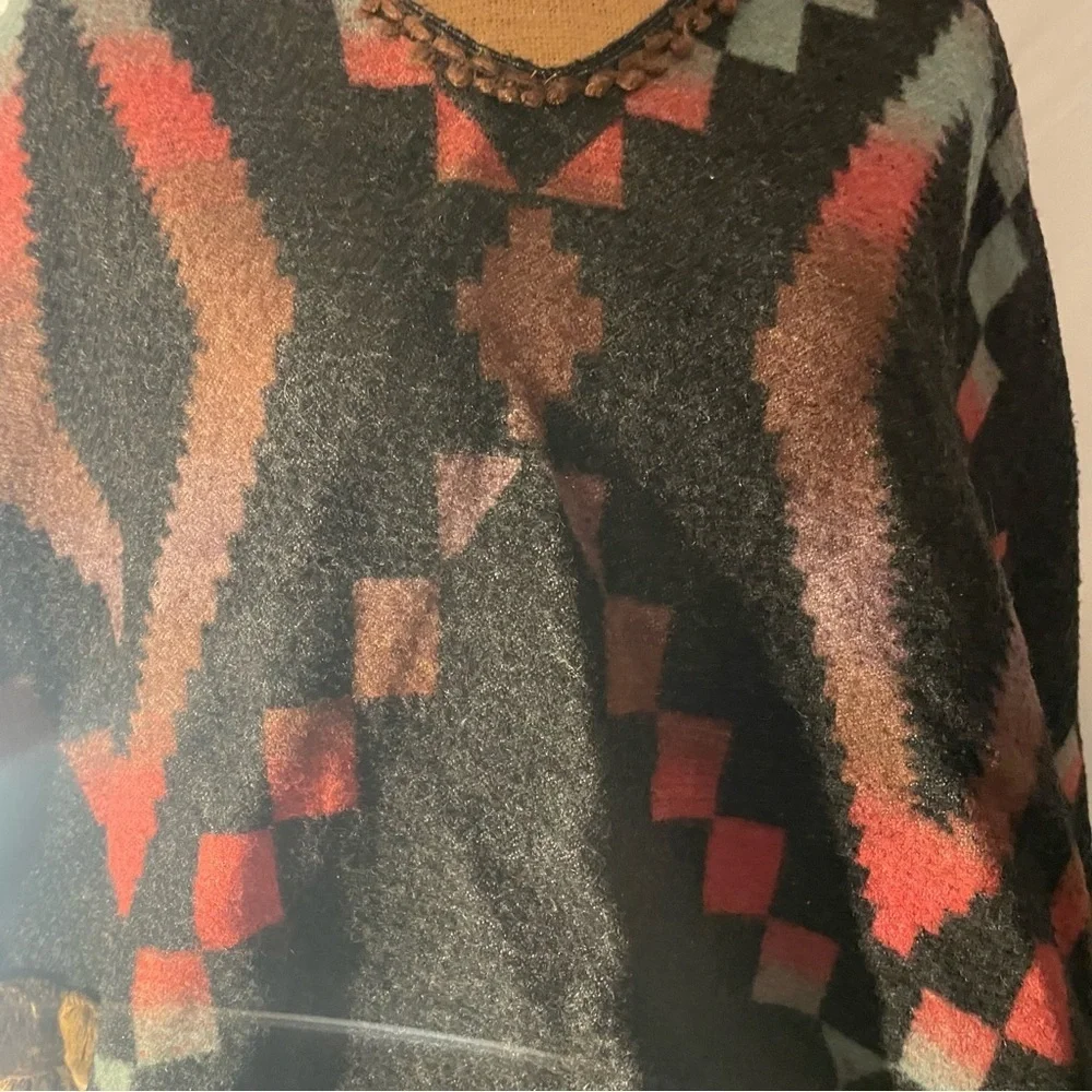 Tasha Polizza Geometric Patterned Poncho/cape Sweater size 1